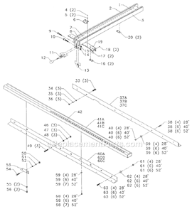 Page A Diagram and Parts List for 79-012 Type 1 Biesemeyer Table Saw Accessories