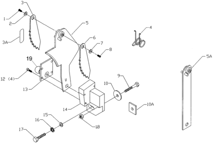 Default Diagram and Parts List for 78-451 Type 1 Biesemeyer Table Saw Accessories