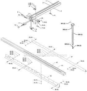 Page A Diagram and Parts List for BHS40 Type 1 Biesemeyer Table Saw Accessories