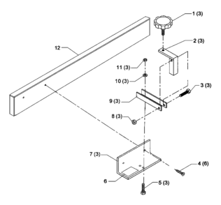 Default Diagram and Parts List for 78-940 Type 1 Biesemeyer Table Saw Accessories