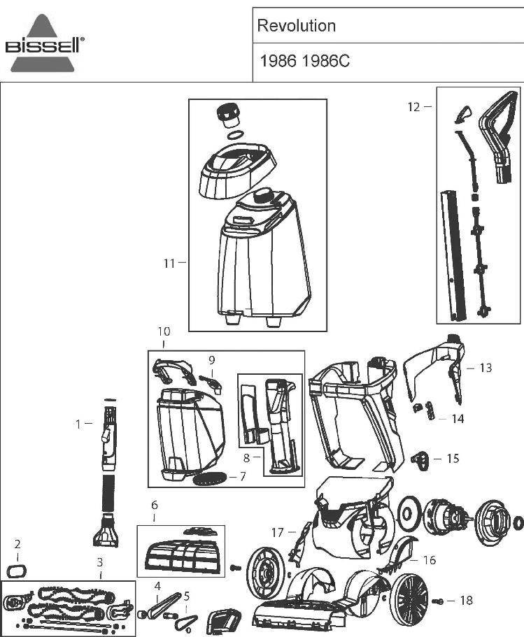 Section 1 Diagram and Parts List for 1964  Bissell Hand Vacuum