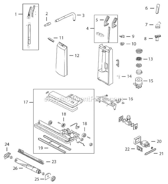 Page A Diagram and Parts List for 11X4  Bissell Upright Vacuum