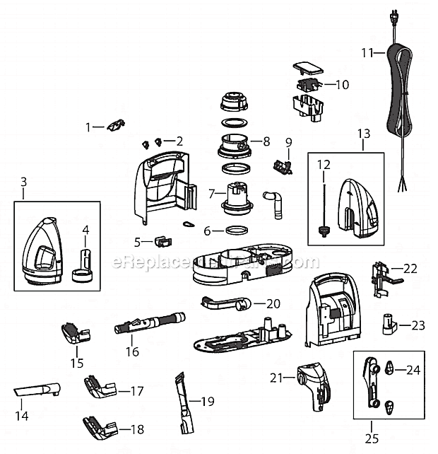 Page A Diagram and Parts List for 1425-F  Bissell Carpet Cleaner