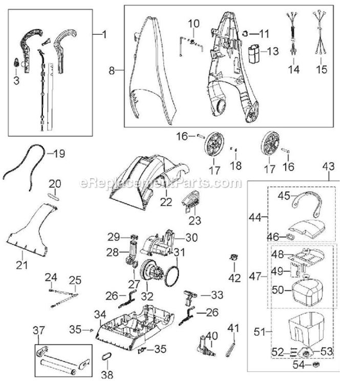 Page A Diagram and Parts List for 1694V  Bissell Carpet Cleaner