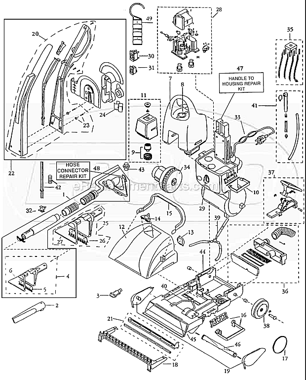 Page A Diagram and Parts List for 1696  Bissell Carpet Cleaner