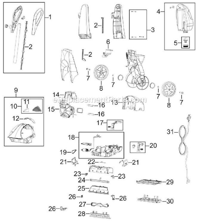 Page A Diagram and Parts List for 1770C  Bissell Carpet Cleaner