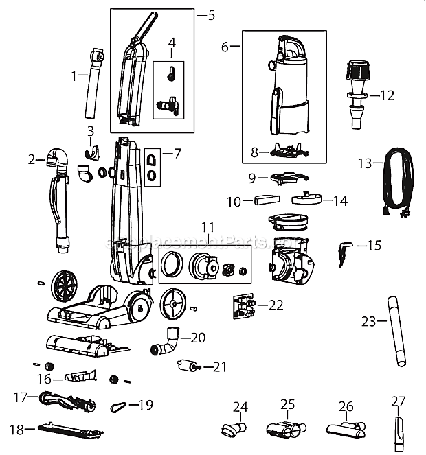 Page A Diagram and Parts List for 17G5-2  Bissell Upright Vacuum
