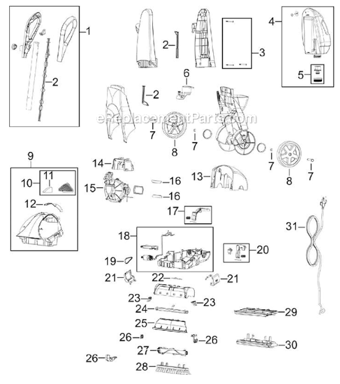 Page A Diagram and Parts List for 1970C  Bissell Carpet Cleaner