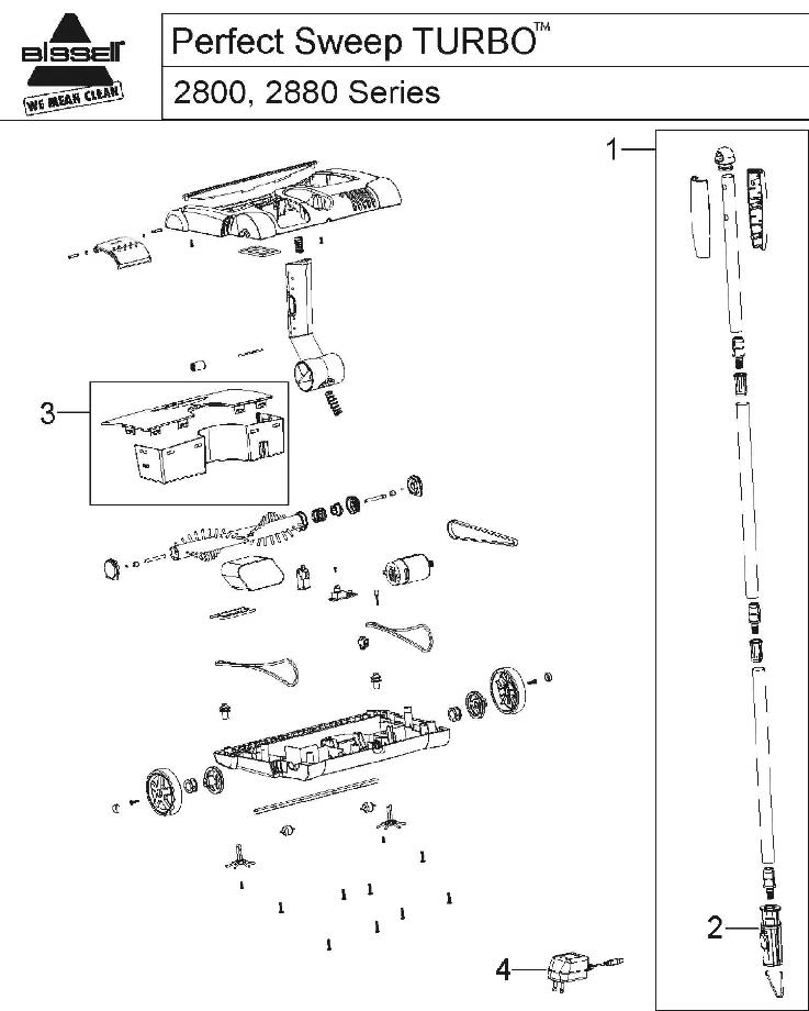 Section 1 Diagram and Parts List for 28801  Bissell Hand Vacuum