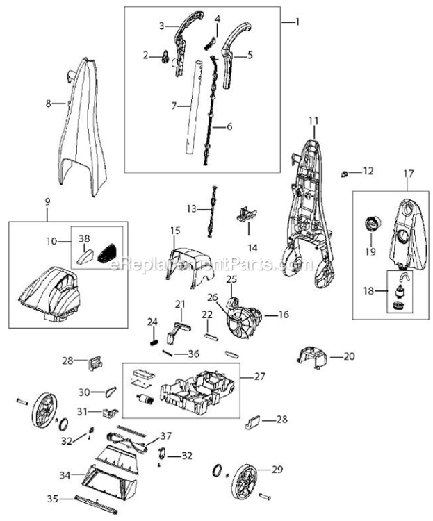 Page A Diagram and Parts List for 2050  Bissell Carpet Cleaner