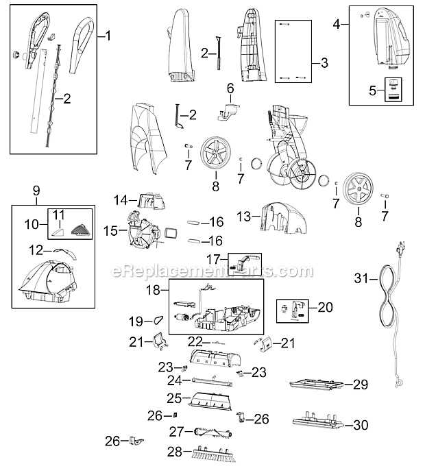 Page A Diagram and Parts List for 2090  Bissell Carpet Cleaner
