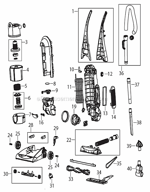 Page A Diagram and Parts List for 21K3  Bissell Upright Vacuum