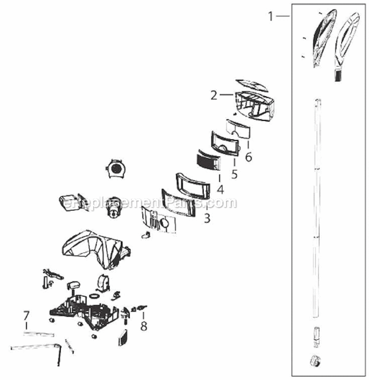 Page A Diagram and Parts List for 21R9  Bissell Upright Vacuum