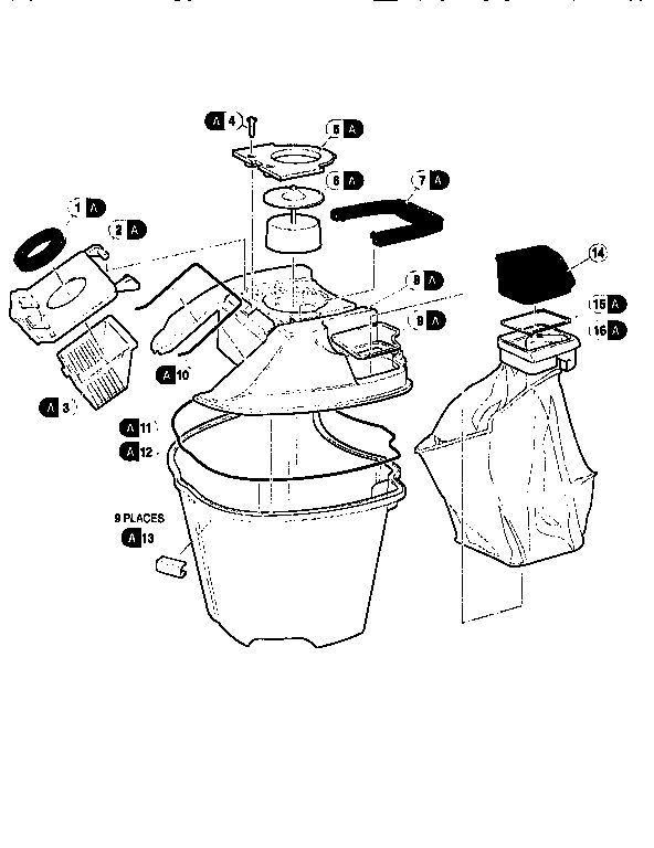 Solution Container Assembly Diagram and Parts List for 1676  Bissell Carpet Cleaner