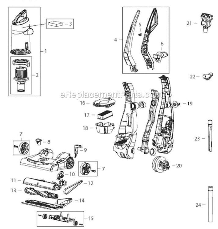Page A Diagram and Parts List for 2412  Bissell Upright Vacuum