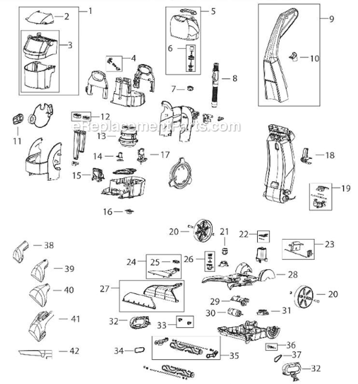Page A Diagram and Parts List for 27F6  Bissell Carpet Cleaner