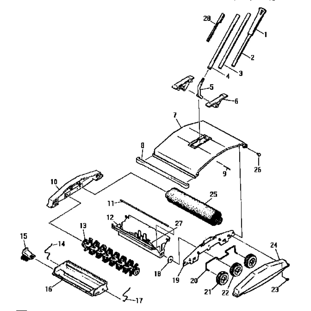 Bissell Carpet Sweeper Diagram and Parts List for 2600 1995 Bissell Upright Vacuum