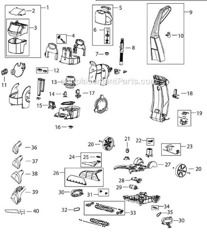 Page A Diagram and Parts List for 30K7  Bissell Carpet Cleaner
