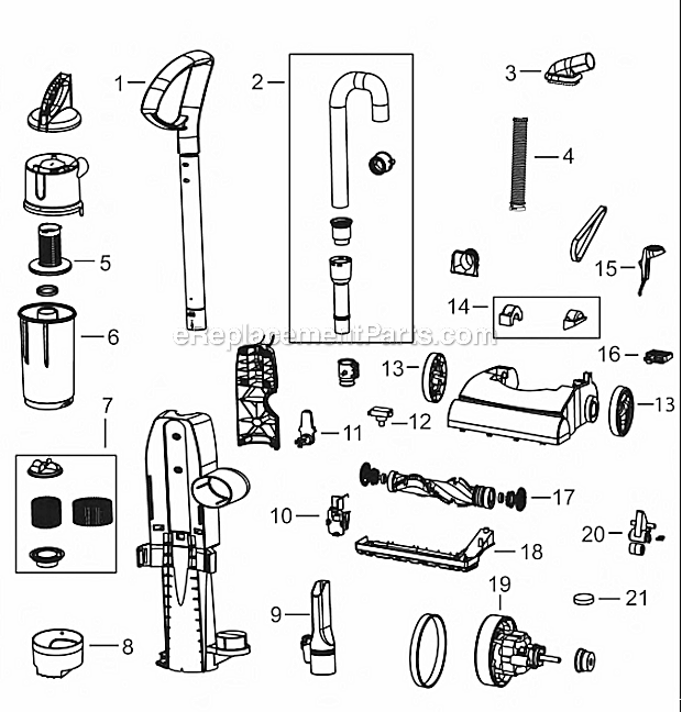 Page A Diagram and Parts List for 31305  Bissell Upright Vacuum