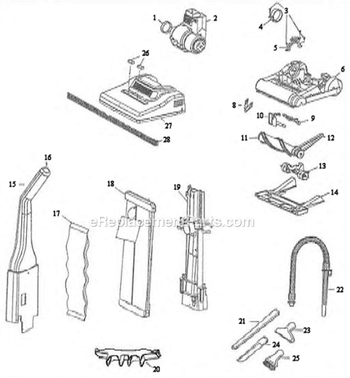 Page A Diagram and Parts List for 3512-8  Bissell Upright Vacuum