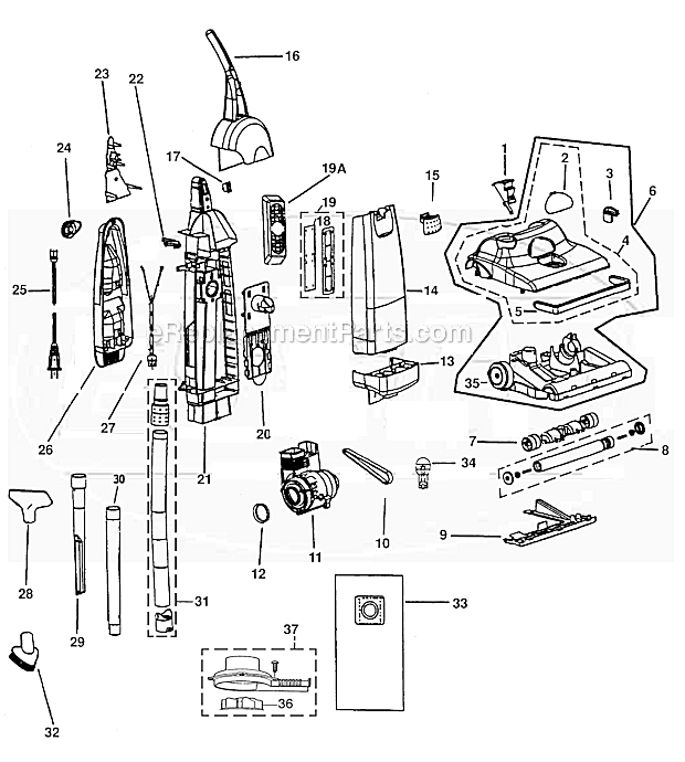 Page A Diagram and Parts List for 3540-2  Bissell Upright Vacuum