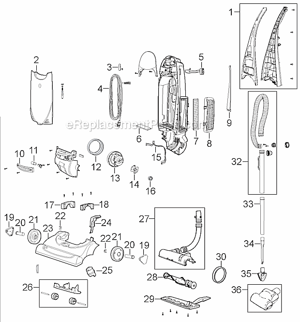 Page A Diagram and Parts List for 35452  Bissell Upright Vacuum
