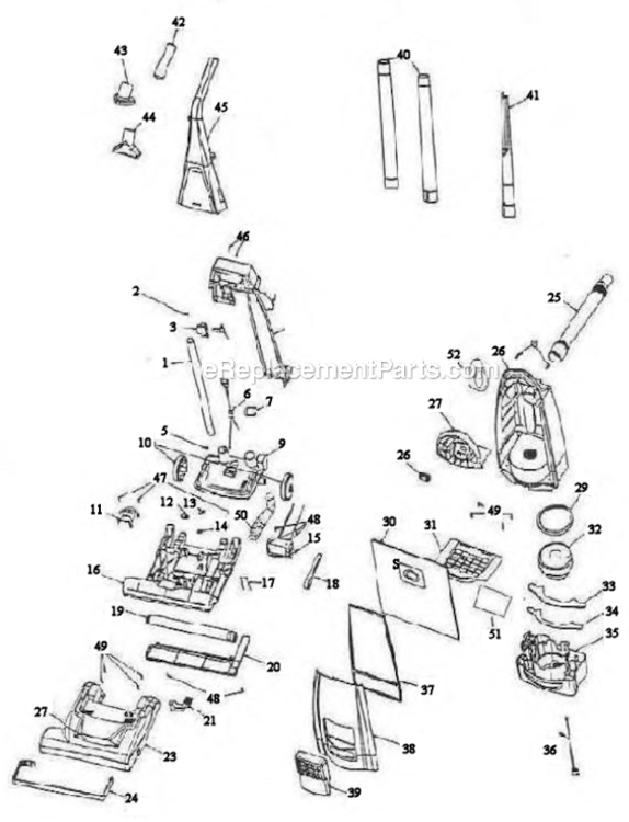 Page A Diagram and Parts List for 3554  Bissell Upright Vacuum
