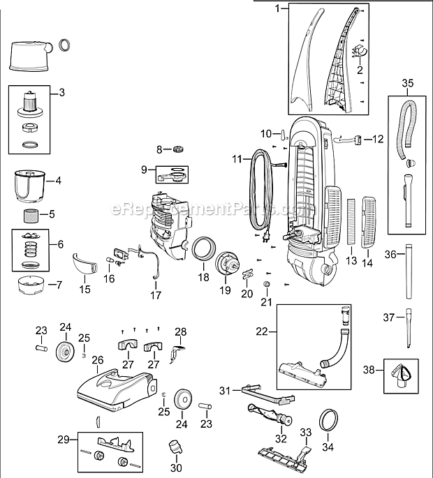 Page A Diagram and Parts List for 3574  Bissell Upright Vacuum