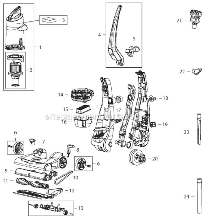 Page A Diagram and Parts List for 35835  Bissell Upright Vacuum