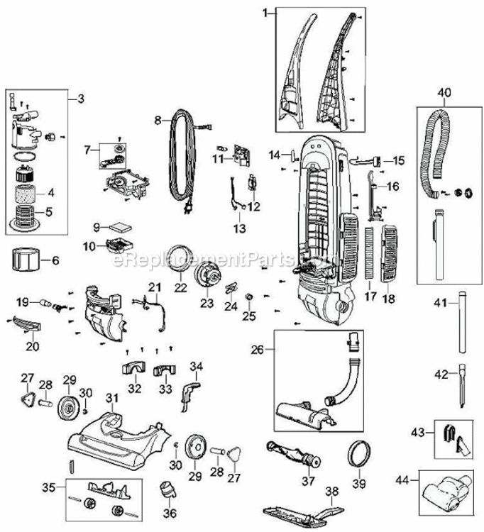 Page A Diagram and Parts List for 3594  Bissell Upright Vacuum