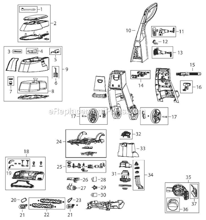 Page A Diagram and Parts List for 36Z9  Bissell Carpet Cleaner