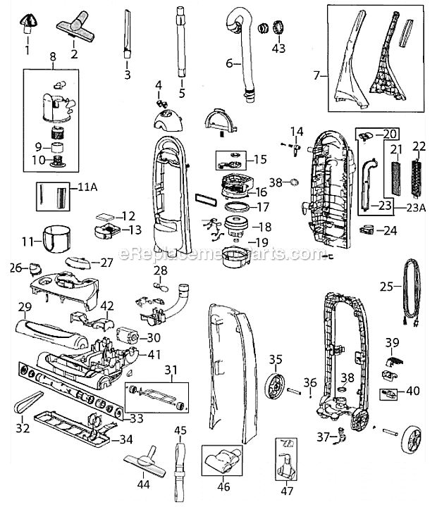 Page A Diagram and Parts List for 3750  Bissell Upright Vacuum