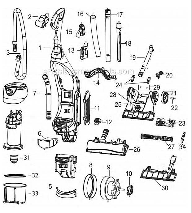 Page A Diagram and Parts List for 3910  Bissell Upright Vacuum