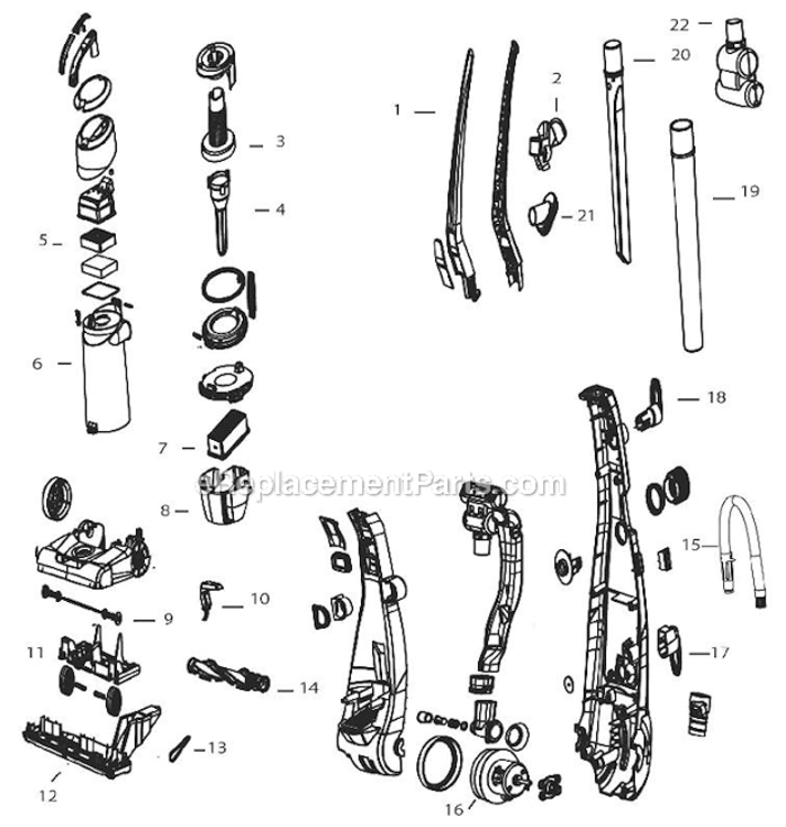Page A Diagram and Parts List for 3918  Bissell Upright Vacuum