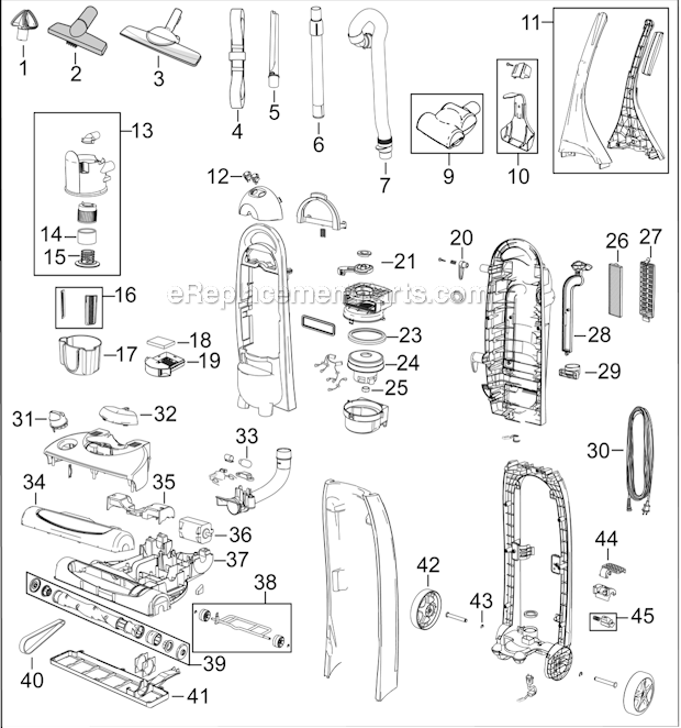 Page A Diagram and Parts List for 42205  Bissell Upright Vacuum
