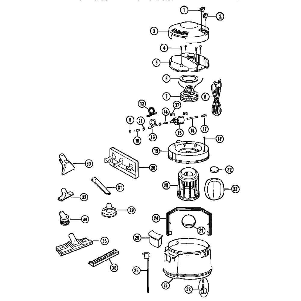 Carpet Machine Diagram and Parts List for 1671G 1995 Bissell Steamer
