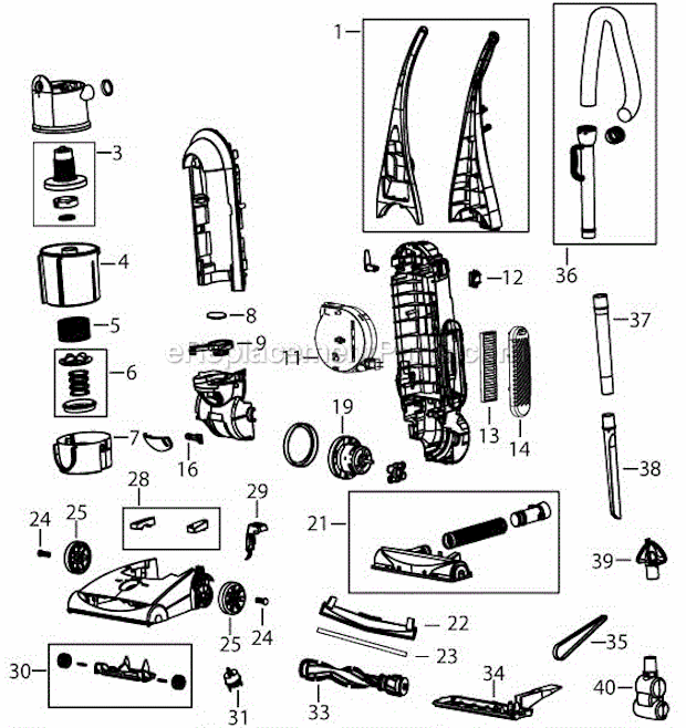 Page A Diagram and Parts List for 44M3  Bissell Upright Vacuum