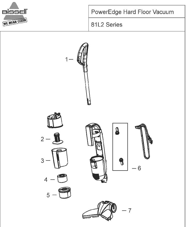 Section 1 Diagram and Parts List for 81L28  Bissell Hand Vacuum