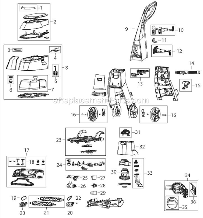 Page A Diagram and Parts List for 47A2  Bissell Carpet Cleaner