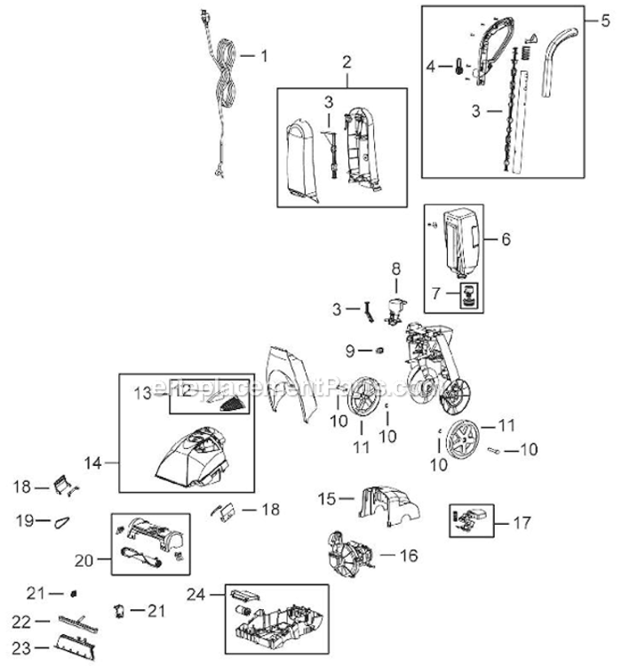 Page A Diagram and Parts List for 47B2  Bissell Carpet Cleaner