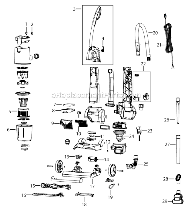 Page A Diagram and Parts List for 59G9  Bissell Upright Vacuum