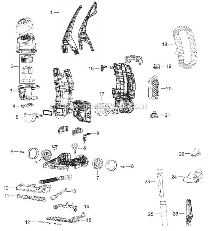 Page A Diagram and Parts List for 61C5  Bissell Upright Vacuum