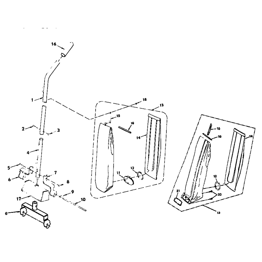 Handle And Bag Housing Diagram and Parts List for SST-315A  Bissell Upright Vacuum