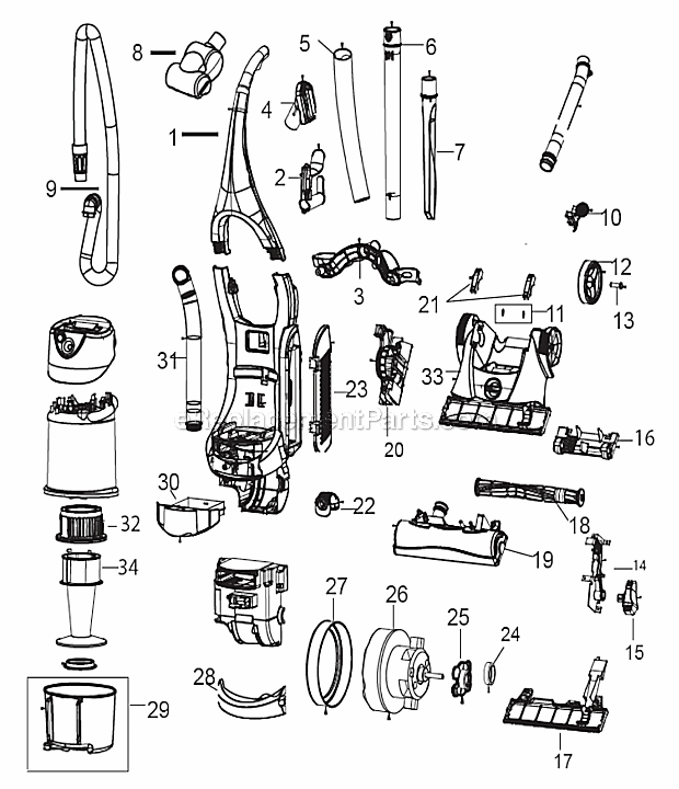Page A Diagram and Parts List for 6393  Bissell Upright Vacuum