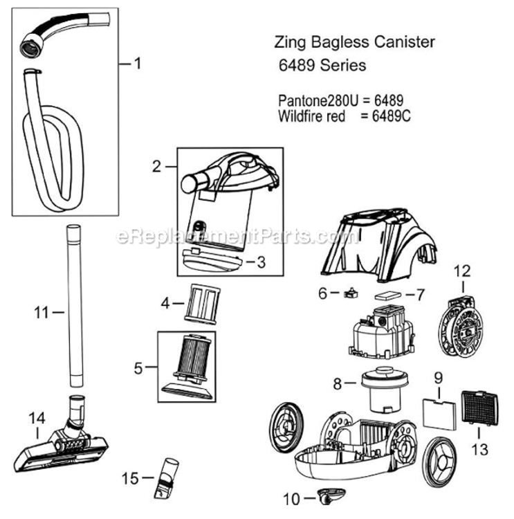 Page A Diagram and Parts List for 6489C  Bissell Canister Vacuum