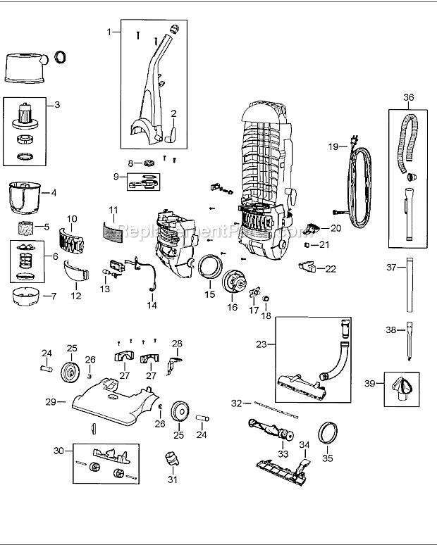 Page A Diagram and Parts List for 6579  Bissell Upright Vacuum
