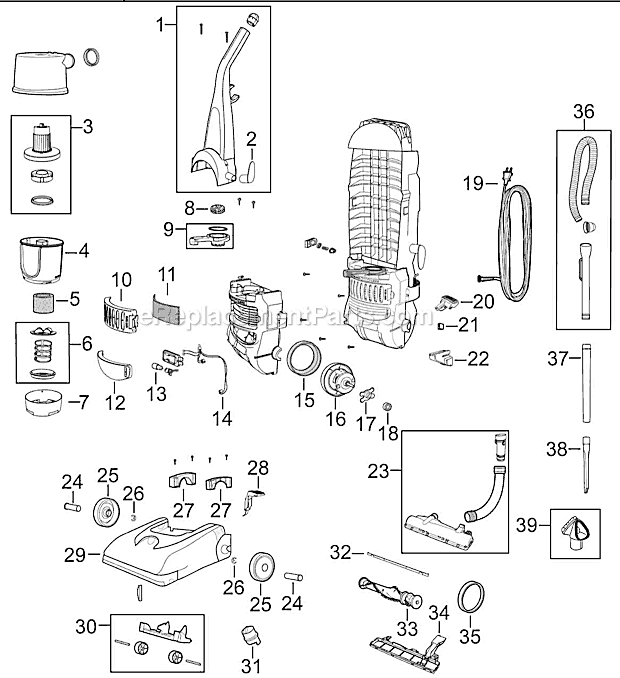 Page A Diagram and Parts List for 6584  Bissell Upright Vacuum