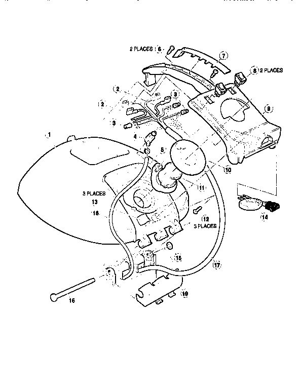 Lid Assembly Diagram and Parts List for 1676  Bissell Carpet Cleaner