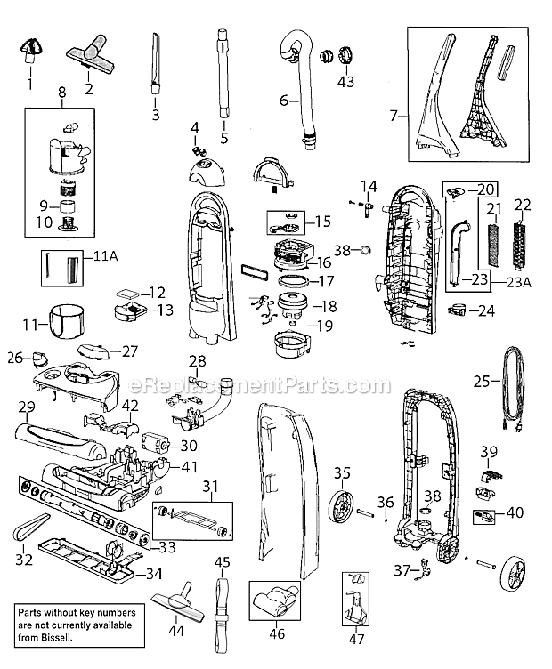 Page A Diagram and Parts List for 6801  Bissell Upright Vacuum