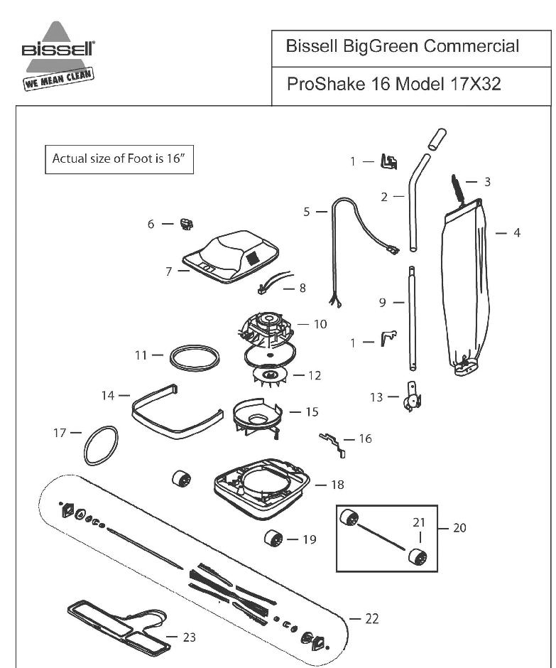 Section 1 Diagram and Parts List for 17X32  Bissell Hand Vacuum